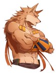 abs anthro biceps clothed clothing fur kemono male muscular muscular_anthro muscular_male pecs simple_background solo topless hachi_duchi egyptian_mythology middle_eastern_mythology mythology puzzle_and_dragons set_(deity) set_(puzzle_and_dragons) canid canine deity mammal 2018 digital_media_(artwork) hi_res