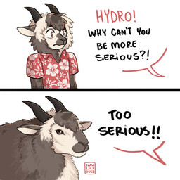aloha_shirt anthro anthro_to_feral brown_body brown_fur brown_wool clothing dialogue feral feralized fur horn humor male pattern_clothing pattern_shirt pattern_topwear shirt solo text the_truth topwear transformation white_body white_fur white_wool wool_(fur) navliciouss too_serious hydro_(hydro19) bovid caprine domestic_sheep jacob_sheep mammal sheep 1:1 absurd_res english_text hi_res meme