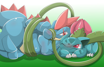 ambiguous/ambiguous ambiguous_gender bound duo one_eye_closed type nintendo pokemon feraligatr generation_1_pokemon generation_2_pokemon ivysaur pokemon_(species) 2015 hi_res