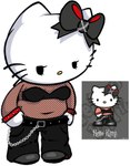 alternative_fashion anthro bracelet clothing domestic_cat english_text felid feline felis female fishnet_clothing fishnet_topwear fur goth greeting hello_kitty_(character) hello_kitty_(series) jewelry kittystarr mall_goth mammal mouthless reference_image sanrio slightly_chubby solo spiked_bracelet spikes text topwear wallet_chain white_body white_fur