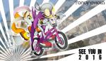 anthro bandanna beak bicycle bmx bottomwear clothed clothing cycling duo eyewear female footwear gloves handwear kerchief looking_at_viewer open_mouth outside pants shoes smile sunglasses teeth text vehicle rondineviola deviantart sega sonic_riders sonic_the_hedgehog_(series) cream_the_rabbit wave_the_swallow avian bird hirundinid lagomorph leporid mammal oscine passerine rabbit swallow_(bird) 2015 english_text watermark