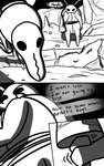 2_panel_comic ambiguous_gender antennae_(anatomy) anthro bandage biped black_eyes black_text dialogue duo ellipsis exclamation_point eyebrows feral holding_melee_weapon holding_object holding_weapon melee_weapon motion_lines mouth_closed nail_(weapon) outside rock shadow speech_bubble standing talking_to_another text weapon skeletorskeletonized hollow_knight team_cherry bretta_(hollow_knight) arthropod beetle insect 2020 5:8 comic english_text greyscale hi_res monochrome female_(lore)
