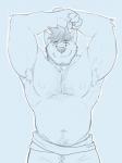 anthro beard belly biceps clothed clothing facial_hair hairy male manly musclegut muscular muscular_anthro muscular_male navel nipples pecs smile solo topless o-ro akio canid canine canis mammal wolf 3:4 hi_res