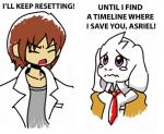 anthro bodily_fluids brown_hair clothing crying duo fur hair long_ears tears text white_body white_fur unknown_artist steins;gate undertale undertale_(series) asriel_dreemurr frisk_(undertale) boss_monster_(undertale) bovid caprine goat human mammal 2015 english_text