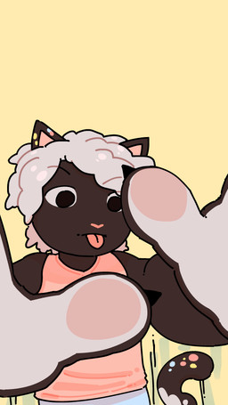 anthro brown_body brown_eyes cel-shaded clothed clothing curly_hair front_view fully_clothed hair inside male markings multicolored_spots shota solo spots tongue tongue_out toony white_hair white_markings young young_anthro conditional_dnp furward_thinker ezra_(furward_thinker) domestic_cat felid feline felis mammal 2025 4k 9:16 absurd_res colored digital_drawing_(artwork) digital_media_(artwork) hi_res portrait shaded
