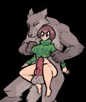 aliasing alpha_channel animal_genitalia animal_penis anthro arm_grab balls big_breasts binary_drawing bodily_fluids bottomless breasts brown_body brown_fur brown_hair canid canine canine_genitalia canine_penis canis clothed clothing digital_media_(artwork) digitigrade drooling duo eyes_closed female female_on_anthro fur genitals hair human human_on_anthro interspecies jam_(artist) knot larger_anthro larger_male male male/female male_on_human mammal muscular muscular_male mythological_canine mythological_creature mythology nude on_lap penis ribbed_clothing ribbed_sweater saliva sharp_teeth simple_background size_difference smaller_female smaller_human sweater teeth topwear transparent_background turtleneck were werecanid werecanine werewolf wide_hips wolf