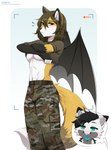 anthro blood blush bodily_fluids breasts camo clothing duo female fur hair male nosebleed recording text under_boob undressing wings demdoq amber_(sylvie_foxxo) canid canine canis fox mammal 2024 hi_res signature url