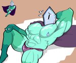 1_eye abs big_muscles bodily_fluids cape clothing crystal flying_sweatdrops green_body hand_behind_head male mouthless muscular muscular_humanoid muscular_male noseless pecs simple_background snake_hands solo sweat sweatdrop underwear cronolm disney star_vs._the_forces_of_evil rhombulus_(svtfoe) crystal_creature crystal_humanoid elemental_creature elemental_humanoid humanoid mineral_fauna mineral_humanoid reptile scalie snake 2024 6:5 absurd_res hi_res