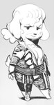 anthro biker_jacket blush_marks boots clothed clothing collared_jacket female footwear glare looking_at_viewer shadow shoes simple_background solo standing sunibee animal_crossing nintendo isabelle_(animal_crossing) canid mammal monochrome