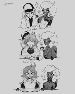 anthro armwear barcode barcode_tattoo big_breasts bimbofication blush bra breast_implants breast_tattoo breasts clothing contract duo elbow_gloves female gender_transformation gloves handwear heal_ball heart_eyes heart_symbol huge_breasts human_to_anthro intelligence_loss latex latex_armwear latex_bra latex_choker latex_clothing latex_elbow_gloves latex_gloves latex_handwear latex_underwear male mtf_transformation nipple_outline pokeball species_transformation tattoo transformation underwear bimboaudino inktober nintendo pokemon healslut_19_the_floatzel drifloon floatzel generation_4_pokemon human humanoid mammal pokemon_(species) 2025 absurd_res greyscale hi_res monochrome