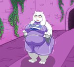 absurd_res anthro barefoot belly big_belly big_breasts boss_monster_(undertale) bovid breast_expansion breasts caprine clothed clothing digital_media_(artwork) expansion feet female fur grandpaced growth hi_res horn huge_breasts long_ears looking_down mammal obese obese_anthro obese_female open_mouth overweight overweight_anthro overweight_female plant red_eyes robe ruins sequence shocked simple_background snout solo thick_thighs toriel torn_clothing undertale undertale_(series) vines weight_gain white_body white_fur wide_hips