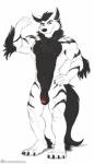 4_toes 5_fingers abs alternate_color anthro anthrofied armpit_hair balls barefoot biceps biped black_balls black_body black_fur black_nose black_stripes blue_eyes body_hair chest_tuft claws fangs feet fingers flaccid flexing fluffy fluffy_tail foreskin fur genitals hand_on_hip heterochromia humanoid_genitalia humanoid_hands humanoid_penis male multicolored_body multicolored_fur muscular muscular_anthro muscular_male navel neck_tuft nipples nude patreon_logo patreon_username pecs penis plantigrade pokemorph quads red_eyes smile solo striped_body striped_fur stripes tail teeth text toes triceps tuft website_logo white_body white_fur spelunker_sal nintendo patreon pokemon shy001 fan_character pyro_(shy001) arcanine canid canine generation_1_pokemon mammal pokemon_(species) english_text hi_res