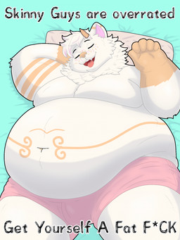 anthro bed bedding bedding_background censored_text clothed clothing eyes_closed fur furniture gloves_(marking) hair hand_behind_head hand_behind_own_head lying lying_on_bed male markings moobs navel neck_tuft on_back on_bed open_mouth orange_body orange_fur orange_markings overweight overweight_anthro overweight_male pink_inner_ear pink_tongue solo text tongue tongue_out topless topless_anthro topless_male tuft white_body white_fur white_hair yugolek english_description english_text hi_res