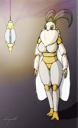 antennae_(anatomy) anthro breasts female fog lamp light looking_at_object no_pupils non-mammal_breasts simple_background solo thick_thighs tuft wide_hips wings sergiroth arthropod insect lepidopteran moth 2015 hi_res source_request unavailable_at_source