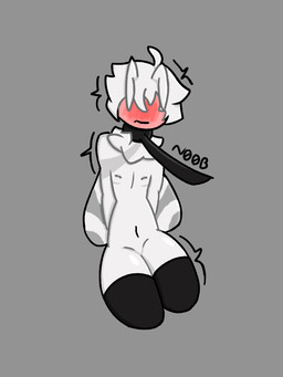 blush bound clothing collar femboy footwear fur hair hands_behind_back hands_tied kneeling leash leash_pull leashed_collar legwear light nervous nervous_smile nipple_piercing nipples piercing shadow shaking shivering socks solo submissive thigh_highs thigh_socks white_body white_fur white_hair white_skin n00b_(artist) cloth_(n00b) arthropod humanoid insect lepidopteran moth 3:4 hi_res lighting