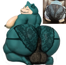 anus balls big_butt butt clothed clothing crossdressing genitals lingerie male moobs nipples overweight overweight_male presenting presenting_anus presenting_hindquarters solo hohohonse nintendo pokemon generation_1_pokemon pokemon_(species) snorlax meme