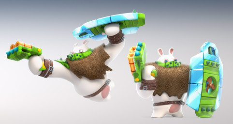 aiming aiming_weapon anthro belt bent_arm blue_eyes brown_belt brown_shawl brown_wristband featureless_crotch featureless_legs fur furrowed_brow gradient_background green_mask gun holding_gun holding_object holding_ranged_weapon holding_shield holding_weapon light long_ears looking_at_viewer male midair mitten_hands multicolored_body muscular muscular_anthro muscular_male no_eyebrows ranged_weapon shield short_legs simple_background solo tan_body tan_eyelids tan_inner_ear tan_skin two_tone_body weapon white_body white_fur thomas_veyrat mario_bros mario_plus_rabbids_kingdom_battle nintendo raving_rabbids rayman_(series) ubisoft buckler_(mario_plus_rabbids) sherbet_buckler lagomorph mammal rabbid 2017 3d_(artwork) adobe_photoshop_(artwork) autodesk_3ds_max_(artwork) autodesk_maya_(artwork) colored crossover digital_media_(artwork) english_description hi_res lighting multiple_images official_art shaded zbrush_(artwork)