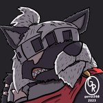 anthro beard black_body black_fur clothing facial_hair fangs fur male mature_male red_clothing scar shirt solo teeth topwear tunic garrus368 adastra adastra_(series) echo_project cato_(adastra) canid canine canis mammal wolf 1:1 hi_res