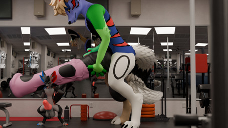 animal_genitalia animal_penis anthro big_penis blue_body blue_fur brown_body brown_fur canine_genitalia canine_penis duo equine_genitalia equine_penis erection exercise exercise_mat fur genitals green_body green_fur grey_body grey_fur gym huge_penis hyper hyper_genitalia hyper_penis knot male male/male mirror penis red_body red_fur size_difference treadmill weights white_body white_fur baito kin_(baito) fennix 16:9 3d_(artwork) 4k absurd_res digital_media_(artwork) hi_res widescreen