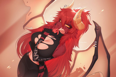 5_fingers anthro big_breasts biped bottomwear breasts clothed clothed_anthro clothed_female clothing female fingers front_view fully_clothed fully_clothed_anthro fully_clothed_female hair horn looking_at_viewer non-mammal_breasts non-mammal_hair scales smile solo standing tail topwear wings vincher mythology vtuber zentreya dragon mythological_creature mythological_scalie scalie 2025 absurd_res hi_res