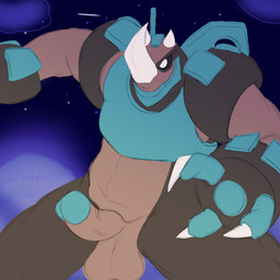 3_fingers anthro armor balls black_sclera breastplate brown_body claws cloud fingers genitals horn humanoid_genitalia humanoid_penis male metal_plates night penis solo vein white_eyes loglord142 rivals_of_aether galvan_(rivals_of_aether) dinosaur prehistoric_species reptile scalie 1:1 absurd_res hi_res
