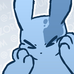 >.< eyes_closed markings outline paws simple_background small_nose spots spotted_markings squishing_cheeks white_outline zorellium rain_world videocult slugcat 1:1 blue_and_white bust_portrait colored_line_art icon monochrome portrait signature