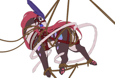 ambiguous_gender ball_gag bdsm bondage bound bridle brown_body brown_eyes brown_fur buttplug countershading fixed_toy fur gag hair harness leash looking_at_viewer markings pawpads plug_(sex_toy) red_hair restraints rope rope_bondage rope_leash sex_toy simple_background suspension suspension_bondage tongue white_body white_fur fadingsky nintendo pokemon zephyra_(enilae) generation_2_pokemon legendary_pokemon pokemon_(species) suicune absurd_res digital_media_(artwork) hi_res