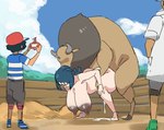 ambiguous_penetration areola ash_ketchum batibatizekkyou being_watched bent_over bestiality big_areola big_breasts big_butt blue_hair bodily_fluids bovid bovine breasts butt cum cum_drip cum_inside dark_areola dark_nipples doggystyle dripping duo female female_on_feral female_penetrated feral feral_penetrating feral_penetrating_human from_behind_position generation_1_pokemon genital_fluids group hair hi_res holding_object holding_pokedex hooves horn huge_areola huge_breasts human human_on_feral human_penetrated interspecies lana's_mother looking_at_another male male/female male_penetrating male_penetrating_female mammal mane mounting nintendo nipples penetration pokedex pokemon pokemon_(species) pokemon_professor pokephilia professor_kukui sex tauros thick_thighs wide_hips