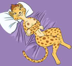 4_fingers anthro areola bedding big_areola bird's-eye_view black_eyebrows breasts brown_areola brown_eyes brown_hair brown_nipples brown_nose brown_spots cheek_tuft crossed_arms digitigrade dutch_angle eyebrows eyelashes facial_tuft female fingers fur fur_tuft hair head_on_pillow high-angle_view inner_ear_fluff looking_at_viewer lying markings mature_anthro mature_female medium_breasts multicolored_body multicolored_fur nipples nude on_back orange_body orange_fur pillow purple_background short_hair simple_background smile smiling_at_viewer solo spots spotted_body spotted_fur thick_thighs tuft whiskers white_body white_fur white_pillow wide_hips redout third-party_edit llama_llama lenora_leopard felid leopard mammal pantherine 2022 color_edit colored digital_media_(artwork)