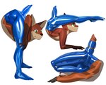 animal_genitalia animal_penis anthro backbend bodily_fluids bottomwear canine_genitalia canine_penis clothing contortionism erection flexible folded fur genitals green_eyes knot latex latex_bottomwear latex_clothing latex_pants male orange_body orange_fur pants penis solo sweat cxcxxcxxxx canid canine fox mammal absurd_res hi_res