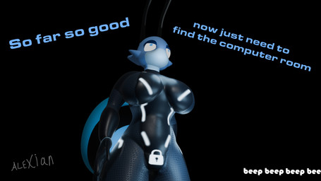 antennae_(anatomy) anthro arthropod_abdomen big_breasts black_bodysuit black_clothing black_latex black_skinsuit blue_body blue_eyes bodysuit breasts bright_light clothing dialogue female inside kronos_unveiled latex latex_bodysuit latex_clothing latex_skinsuit lights multicolored_body null_bulge profanity skinsuit solo standing suit surprised text tight_clothing two_tone_body alexian_(artist) disney pixar the_incredibles n-2_rem arthropod bee hymenopteran insect 16:9 2026 3d_(artwork) 4k absurd_res blender_(artwork) blender_eevee_(artwork) digital_media_(artwork) english_text hi_res watermark widescreen