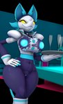 anthro areola big_breasts blush breasts champagne_glass clothed clothing container cup drinking_glass female genitals glass glass_container glass_cup machine nipples pussy solo thick_thighs torn_clothing yellow_eyes furry_ghosty deltarune undertale_(series) tasque_(cryptiacurves) tasque_manager android darkner felid feline mammal robot 3d_(artwork) digital_media_(artwork) hi_res