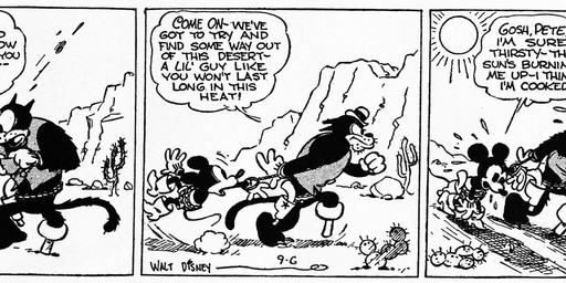 anthro boots bowler_hat cactus clothed clothing cowboy_boots cuff_(restraint) day dialogue duo female fingers footwear fur gloves handcuffs handwear hat headgear headwear metal_cuffs open_mouth outside pegleg plant restraints shoes tail text walking floyd_gottfredson hardie_gramatky disney public_domain mickey_mouse pegleg_pete pete_(disney) domestic_cat felid feline felis mammal mouse murid murine rodent 1930 20th_century absurd_res ancient_art black_and_white comic dated english_text hi_res long_image monochrome signature wide_image