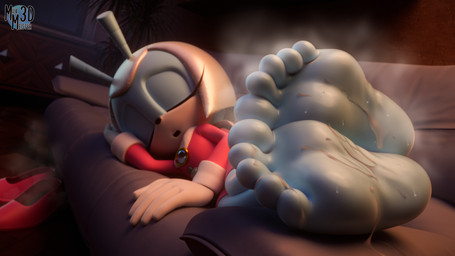 5_toes anthro barefoot big_feet blue_body bodily_fluids clothing cum cum_on_feet eyes_closed feet female foot_fetish foot_focus furniture genital_fluids gloves handwear humanoid_feet musk musky_feet plantigrade shoes_removed sleep_molestation sleeping sofa soles solo sweat sweaty_feet toes wrinkled_feet wrinkles milkmeister3d idw_publishing sega sonic_the_hedgehog_(comics) sonic_the_hedgehog_(idw) sonic_the_hedgehog_(series) jewel_the_beetle arthropod beetle insect 16:9 2026 3d_(artwork) 4k absurd_res digital_media_(artwork) hi_res widescreen