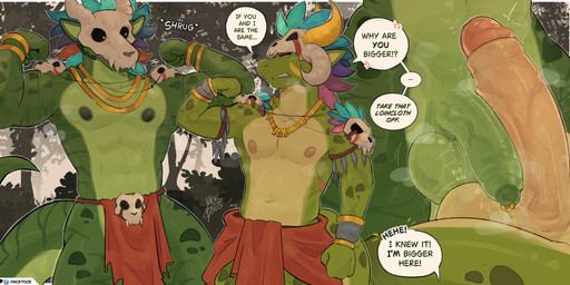 anthro anthro_on_anthro ball_size_difference balls balls_touching big_penis bodily_fluids bone bone_mask bottomwear clothed clothing comparing comparing_penis dialogue duo erection flexing flexing_bicep flexing_both_biceps foreskin frottage genital_fluids genital_piercing genitals glans huge_penis humanoid_genitalia humanoid_penis jewelry larger_anthro larger_male loincloth loincloth_only male male/male male_anthro mask muscular muscular_anthro muscular_male necklace nipples nude_male penile penis penis_piercing penis_size_comparison penis_size_difference penises_touching piercing precum prince_albert_piercing selfcest sex shirtless_male size_difference skull skull_mask smaller_anthro smaller_male square_crossover text topless tribal undressing vein veiny_penis nick7005 terraria shimmered_witch_doctor witch_doctor_(terraria) lihzahrd english_text hi_res