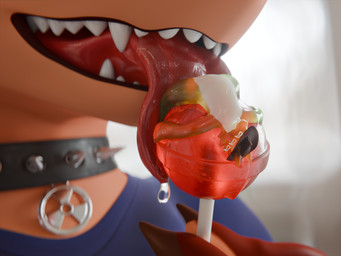 anthro belly candy collar dessert duo extreme_size_difference food licking licking_another lollipop lying macro male on_back sharp_teeth size_difference spiked_collar spikes teeth tongue tongue_out wearing_hat white_belly tooeks glitch_productions the_amazing_digital_circus gummigoo_(tadc) food_creature 2026 3d_(artwork) 4:3 blender_(artwork) digital_media_(artwork) hi_res