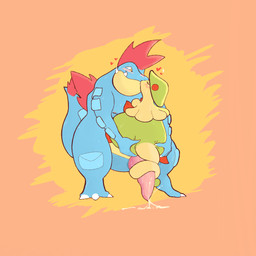 duo female feral genitals hug kissing male male/female masturbation penis duckypochoclo nintendo pokemon breloom feraligatr generation_2_pokemon generation_3_pokemon pokemon_(species) 1:1 flat_colors hi_res