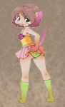 abstract_background anthro bottomwear butt clothed clothing crossdressing femboy footwear legwear male panties raised_tail seductive simple_background skirt socks solo tail underwear upskirt wide_hips momorodent momo_(momorodent) mammal rodent