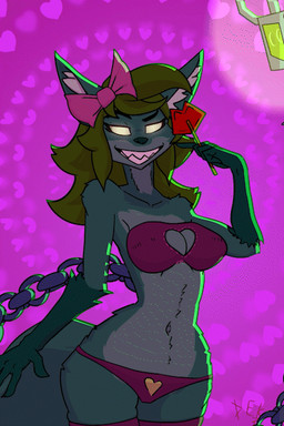 bra candy chain clothing dessert female food lamp original_race panties spicy underwear destruteka cadressita_(destruteka) canid canine fontozzio_anima mammal 2:3 2d_animation animated motion_tweening
