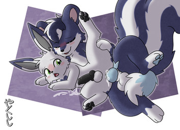 anal anal_penetration animal_genitalia animal_penis black_pawpads black_penis blue_pawpads blue_penis blush bodily_fluids canine_genitalia canine_penis cum cum_in_ass cum_inside cum_while_penetrated dipstick_ears dipstick_tail duo ear_markings eyes_closed feral genital_fluids genitals green_eyes heart_(marking) holding_leg knot lying male male/male markings multicolored_ears nude on_side open_mouth pawpads penetration penis sex size_difference tail tail_markings conditional_dnp yakukitsu lua_(yakukitsu) yaku_(yakukitsu) canid canine domestic_cat felid feline felis fox hybrid mammal mephitid skunk hi_res signature father_(lore) father_and_child_(lore) father_and_son_(lore) incest_(lore) parent_(lore) parent_and_child_(lore) parent_and_son_(lore) son_(lore)