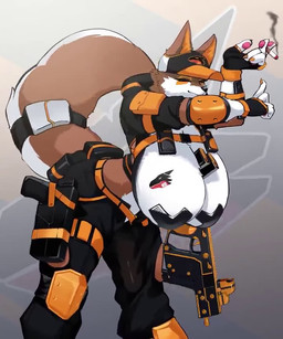 anthro belt big_breasts big_tail bottomwear breasts brown_body brown_fur cigarette cigarette_smoke clothed clothing female fingerless_gloves fur gloves gun handgun handwear harness hat headgear headwear holding_cigarette holding_object holding_weapon holster holstered_pistol huge_breasts inner_ear_fluff logo looking_at_viewer multicolored_body multicolored_fur no_bra orange_eyes pants pasties paws pistol ranged_weapon simple_background smile smoke solo submachine_gun tail tuft weapon white_body white_fur sw-kaniar bad_dragon wolfjjin canid canine canis mammal wolf 2d_animation 5:6 animated high_framerate loop motion_tweening no_sound short_playtime webm