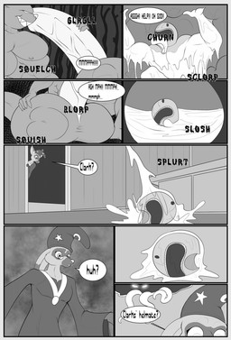 abandoned_building anthro balls big_balls big_muscles big_penis bodily_fluids border building bulge clothed clothing clothing_in_cum cock_vore college_student confusion costume cum cum_covered cum_vore dialogue digestion ejaculation excessive_cum excessive_genital_fluids eyewear fatal_vore genital_fluids genitals glasses grey_border group halloween_costume haunted_house holidays house huge_balls huge_penis hyper hyper_balls hyper_cum hyper_genitalia hyper_penis male male/male male_pred male_prey messy muffled_screaming muscular muscular_male nipples nude oblivious penile penis screaming sound_effects speech_bubble tentacles text topless topless_anthro topless_male trio unwilling_prey vore wearing_glasses wearing_helmet willing_pred unknownwolf halloween dinosaur dromaeosaurid felid feline lemur mammal monster prehistoric_species primate reptile saurischian scalie strepsirrhine theropod black_and_white comic english_text hi_res monochrome