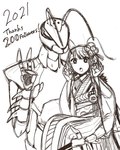 3_fingers antennae_(anatomy) anthro arm_around_back asian_clothing carrying_another carrying_person clothing compound_eyes duo east_asian_clothing female fingers gesture hand_under_leg insect_wings japanese_clothing kimono larger_anthro larger_male lepidopteran_wings looking_at_viewer male mandibles multi_arm multi_eye multi_limb no_pupils size_difference smaller_female smaller_humanoid waving wings coconomi ducalis animal_humanoid arthropod arthropod_humanoid hornet human humanoid hybrid hymenopteran insect insect_humanoid lepidopteran lepidopteran_humanoid mammal moth_humanoid vespid wasp 4:5 monochrome sketch