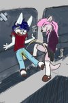 anthro bodily_fluids bullying duo female female/female genital_fluids male peeing peeing_on_another public_urination urine watersports young young_anthro young_female young_male gyrodoodle frost_(gyrodoodle) pyravia lagomorph leporid mammal mustelid otter rabbit hi_res