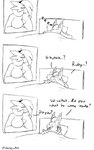 anthro bed being_watched dialogue duo female furniture humor larger_female looking_at_another male mature_female size_difference sleeping smaller_male smile smug text tired window jeffthehusky nintendo pokemon lucas_arynn ruby_caernarvon gardevoir generation_3_pokemon generation_4_pokemon humanoid lucario pokemon_(species) absurd_res english_text hi_res monochrome