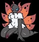 6_wings antennae_(anatomy) anthro anthrofied balls big_penis biped black_hair black_penis blue_eyes erection fur genitals hair humanoid_genitalia humanoid_penis insect_wings kneeling male multi_wing penis pokemorph simple_background solo transparent_background white_body white_fur wings daniruu nintendo pokemon arthropod generation_5_pokemon insect lepidopteran pokemon_(species) volcarona 2018 alpha_channel hi_res