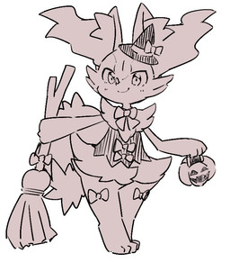 3_fingers 3_toes ambiguous_anthro ambiguous_gender anthro arm_tuft biped blush blush_lines bottomless bottomless_ambiguous bottomless_anthro bow_ribbon broom cheek_tuft chest_tuft cleaning_tool closed_smile clothed clothing digitigrade dipstick_tail facial_tuft feet fingers fluffy fluffy_tail front_view hat headgear headwear hip_tuft holidays inner_ear_fluff looking_at_viewer markings mouth_closed pumpkin_basket shoulder_tuft simple_background smile snout solo standing tail tail_markings toes topwear tuft vest white_background witch_hat yakiniku628 halloween nintendo pokemon braixen canid generation_6_pokemon mammal pokemon_(species) 2022 aliasing binary_drawing digital_drawing_(artwork) digital_media_(artwork) full-length_portrait line_art monochrome portrait