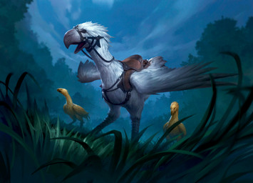 ambiguous_gender beak biped cloud detailed_background feathered_wings feathers feral forest grass grey_body grey_feathers group outside plant saddle standing tree wings yellow_body yellow_feathers fajareka_setiawan final_fantasy hasbro magic:_the_gathering square_enix wizards_of_the_coast avian chocobo absurd_res hi_res official_art
