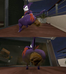 angry anthro apartment belly big_belly big_butt butt clothing crouching crowning_feces feces gloves grunting hand_on_butt handwear looking_back male nude pooping pooping_on_floor scarf solo thick_thighs wide_hips kanebrentkoopa tecbuttlovefa bandai_namco digimon digimon_(species) imp impmon 3d_(artwork) digital_media_(artwork) hi_res source_filmmaker_(artwork)