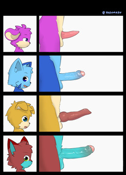 animal_genitalia animal_penis anthro ball_size_difference balls big_penis blue_eyes brown_balls brown_body brown_fur canine_genitalia canine_penis chart cheek_tuft chest_tuft comparing comparing_penis crotch_tuft detailed_genitals erection facial_tuft foreskin fur genitals glans green_eyes group humanoid_genitalia humanoid_penis kemono knot long_penis male penis penis_chart penis_size_difference pubes purple_body purple_fur retracted_foreskin shota side_view small_but_hung smile thick_penis tuft vein veiny_penis yellow_eyes young young_anthro young_male hazumazu penis_lineup haziq_(hazumazu) canid canine canis felid feline felis mammal murid murine rat rodent wolf hi_res